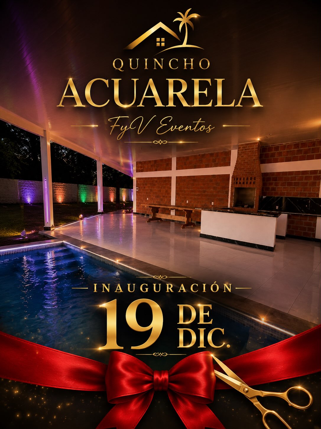 Flyer de la inauguración del Quincho Aquarela, 19 de diciembre